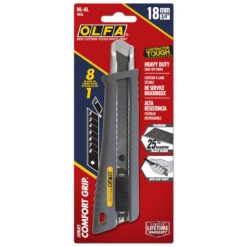 Olfa Heavy-Duty Comfort-Grip Utility Knife - Retractable - 18-mm - Rubber And Steel