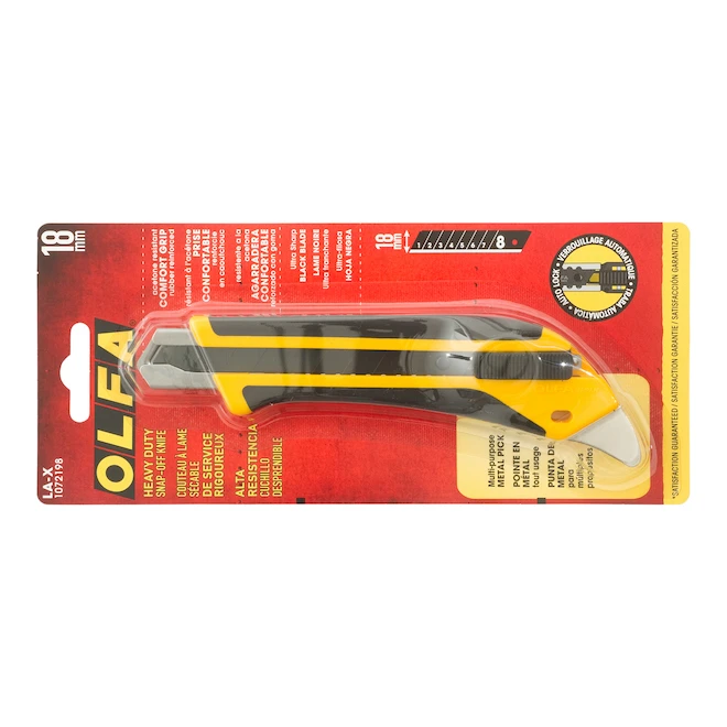 Olfa LA-X Utility Knife With Auto-Lock - 18-mm - Rubber And Fibreglass - Black And Yellow 3 Olfa LA-X Utility Knife With Auto-Lock - 18-mm - Rubber And Fibreglass - Black And Yellow