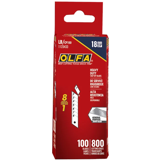 OLFA Utility Knife Snap-Off Replacement Blades - 18mm - 100-Pack 3 OLFA Utility Knife Snap-Off Replacement Blades - 18mm - 100-Pack