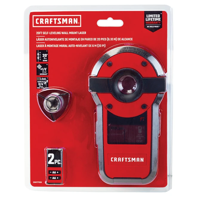 Craftsman Self-Levelling Laser And Stud Sensor - 20' - Red And Black 4 Craftsman Self-Levelling Laser And Stud Sensor - 20' - Red And Black - Image 2