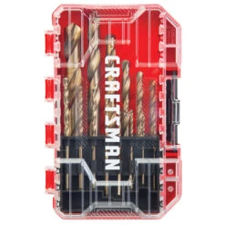 Craftsman Jobber Length Twist Drill Bits - Gold Ferrous Coated High-Speed Steel - Round Shank - Set Of 14 -Craftbosch Shop 00276913b L