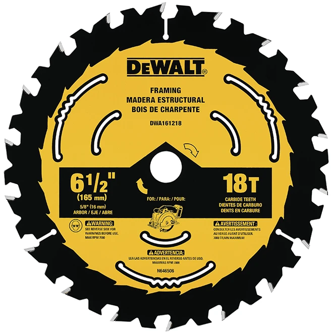 DeWalt Wood Circular Saw Blade - 6 1/2-in Dia - 18T - Carbide Tooth - ATB Grind Geometry 4 DeWalt Wood Circular Saw Blade - 6 1/2-in Dia - 18T - Carbide Tooth - ATB Grind Geometry - Image 2