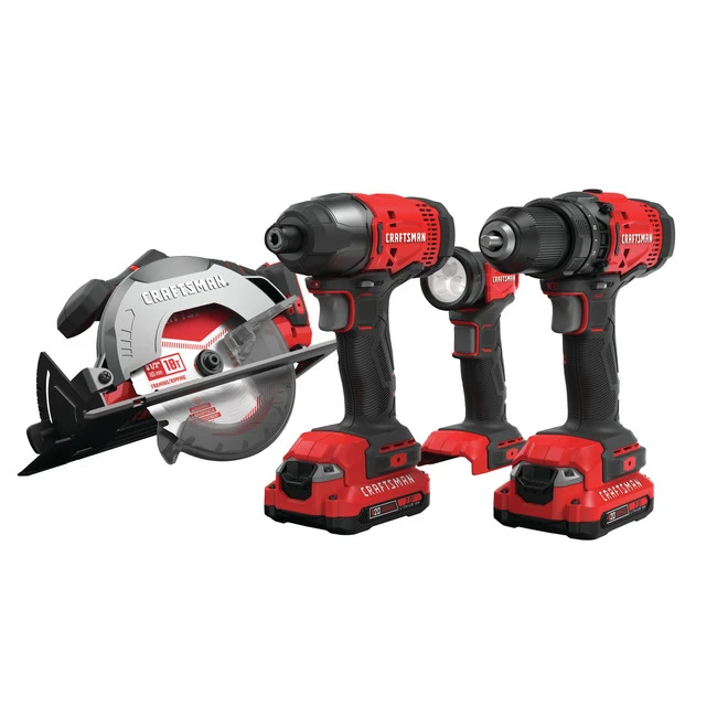 Craftsman V20 4-Tool Combo Kit With Batteries And Charger - LED Light - Variable Speed - Cordless 3 Craftsman V20 4-Tool Combo Kit With Batteries And Charger - LED Light - Variable Speed - Cordless