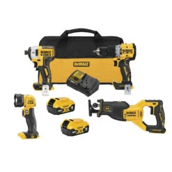 DeWALT 20V MAX XR Brushless Cordless 4-Tool Combo Kit With 5.0Ah Batteries