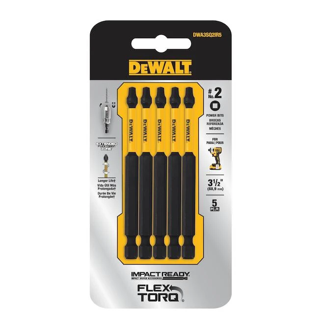 DeWALT Flextorq 5-Piece 1/4-in X 3-1/2-in Square/Robertson Impact Driver Bit 4 DeWALT Flextorq 5-Piece 1/4-in X 3-1/2-in Square/Robertson Impact Driver Bit - Image 2