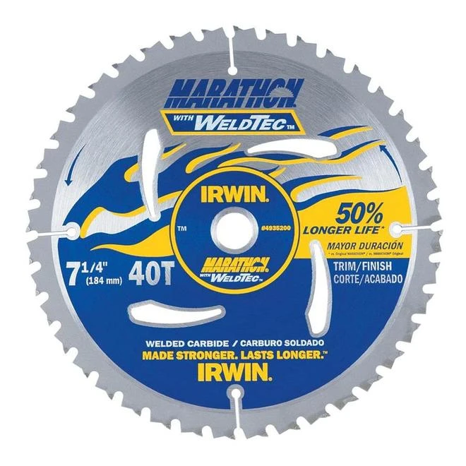 IRWIN Marathon With Weldtec 7-1/4-in 40-Tooth Standard Tooth Carbide Circular Saw Blade 4 IRWIN Marathon With Weldtec 7-1/4-in 40-Tooth Standard Tooth Carbide Circular Saw Blade - Image 2
