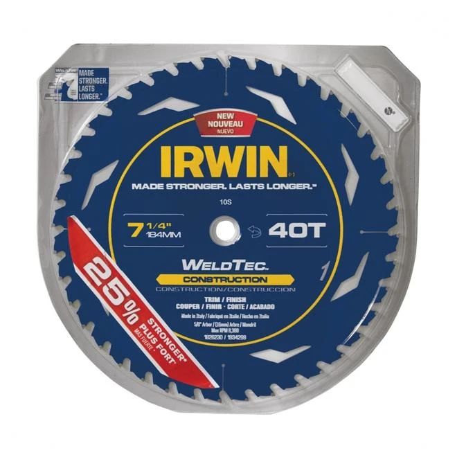 IRWIN Marathon With Weldtec 7-1/4-in 40-Tooth Standard Tooth Carbide Circular Saw Blade 5 IRWIN Marathon With Weldtec 7-1/4-in 40-Tooth Standard Tooth Carbide Circular Saw Blade - Image 3