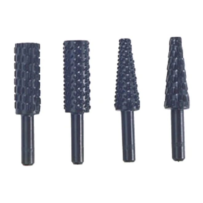 Wolfcraft Rotary File And Rasp Kit - 4-Piece Set - Assorted Sizes - Round Shank - Black 3 Wolfcraft Rotary File And Rasp Kit - 4-Piece Set - Assorted Sizes - Round Shank - Black