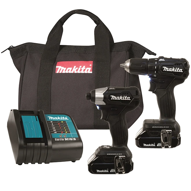 Makita 18-Volt 2-Tool Combo Kit With Batteries And Charger - Brushless - Dual LED Light - Ergonomic Rubber Grip 3 Makita 18-Volt 2-Tool Combo Kit With Batteries And Charger - Brushless - Dual LED Light - Ergonomic Rubber Grip