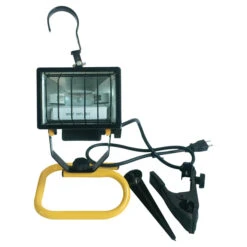 Uberhaus 4-in-1 Portable Halogen Work Light - 250 Watt - Yellow/Black - 13.77-in H X 7-in L X 6.29-in W