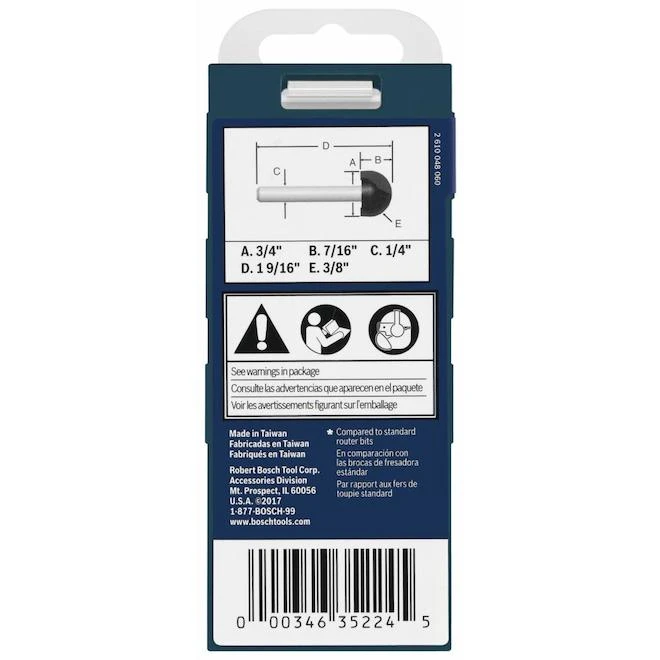 Bosch 3/8-in X 3/4-in Carbide-Tipped Core Box Bit 3 Bosch 3/8-in X 3/4-in Carbide-Tipped Core Box Bit