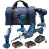 Bosch 18-Volt 4-Tool Combo Kit With Batteries And Charger - Bright LED Light - Lightweight - Variable Speed -Craftbosch Shop 19836309 L