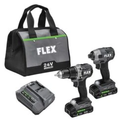 Flex 2-Tool 24-Volt Lithium Ion Brushless Power Tool Combo Kit With Soft Case - Charger And 2-Batteries Included