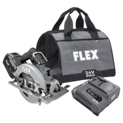 FLEX 24 V 7 1/4-in Cordless Brushless Circular Saw Set (Includes Charger, Stacked Lithium Battery And Tool) -Craftbosch Shop 32165218 L