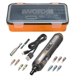 Worx 4V Cordless Rechargeable Screwdriver With LED Light (Includes Charger, Hard Shell Case And 12 Bits) -Craftbosch Shop 32515141 L