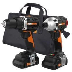 Worx 20-volt Max Lithium Ion Brushless Power Tool Combo Kit With Case - Charger And 2 Batteries Included