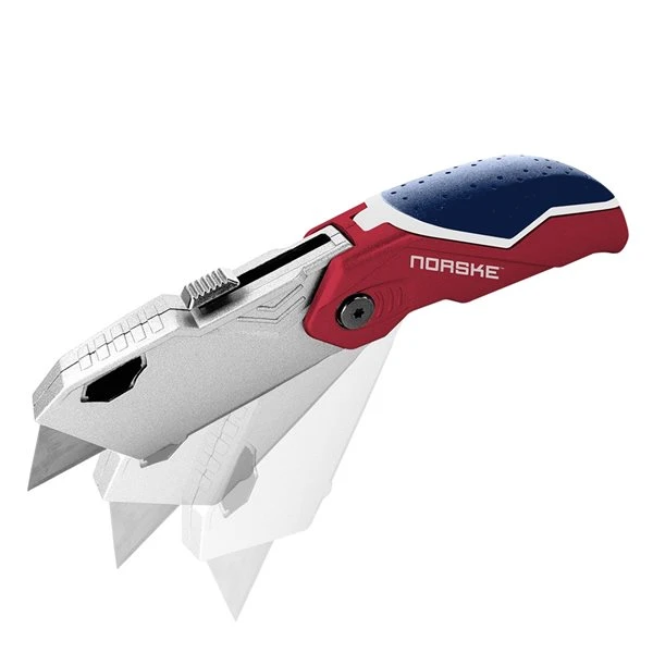 Norske 3-Blade Auto-Load Folding Retractable Utility Knife 3 Norske 3-Blade Auto-Load Folding Retractable Utility Knife