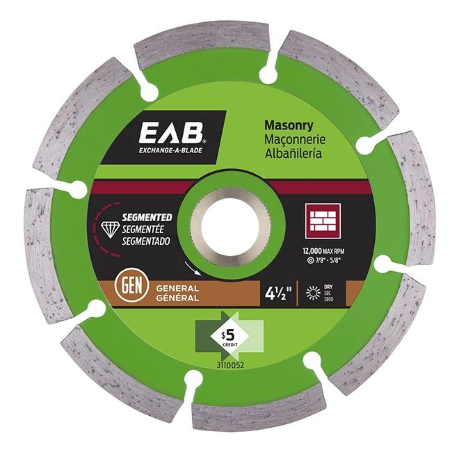 EXCHANGE-A-BLADE EAB Green Diamond Segmented Circular Saw Blade - Alloy Steel - 4 1/2-in Dia - 5/8-7/8-in Arbour 3 EXCHANGE-A-BLADE EAB Green Diamond Segmented Circular Saw Blade - Alloy Steel - 4 1/2-in Dia - 5/8-7/8-in Arbour