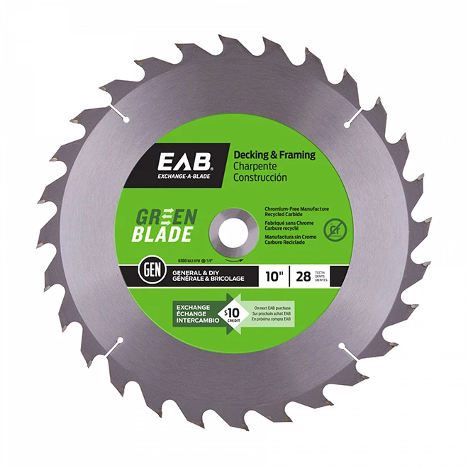 EXCHANGE-A-BLADE EAB Green Blade 10-in Saw Blade - 5/8-in Arbour - 28-TPI - Hardened Steel - Carbide-Tipped 3 EXCHANGE-A-BLADE EAB Green Blade 10-in Saw Blade - 5/8-in Arbour - 28-TPI - Hardened Steel - Carbide-Tipped