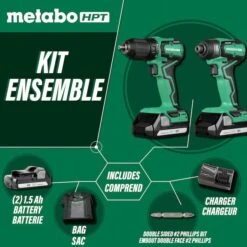 Metabo HPT 18V Cordless Impact Driver And Drill Kit With Lithium-Ion Batteries And Charger