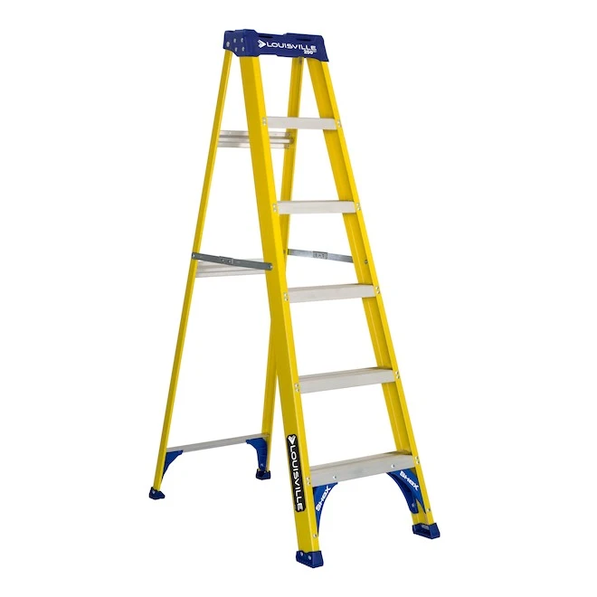 Louisville 6-ft Step Ladder Fiberglass 250-lb Capacity Yellow 3 Louisville 6-ft Step Ladder Fiberglass 250-lb Capacity Yellow