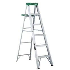 Louisville Step Ladder With Shelf 6-ft Aluminum