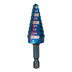 Spyder Stinger HSS 9-Step Drill Bit - 1/4 To 3/4-in - Mach-Blue Armor Plating