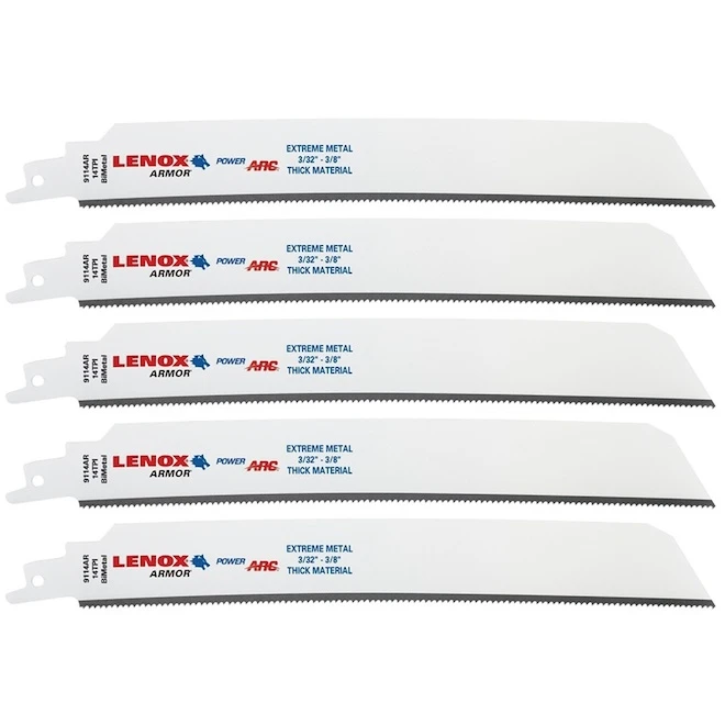 LENOX 14-TPI Power Arc Curved Metal-Cutting Reciprocating Saw Blade - 5-Pack 4 LENOX 14-TPI Power Arc Curved Metal-Cutting Reciprocating Saw Blade - 5-Pack - Image 2