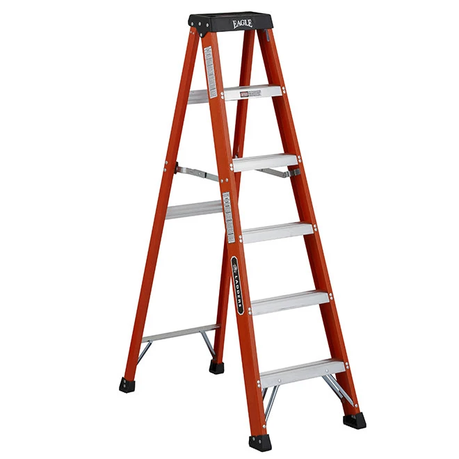 Eagle Folding Stepladder - Aluminum - 6-ft H - 5 Steps - Orange 3 Eagle Folding Stepladder - Aluminum - 6-ft H - 5 Steps - Orange